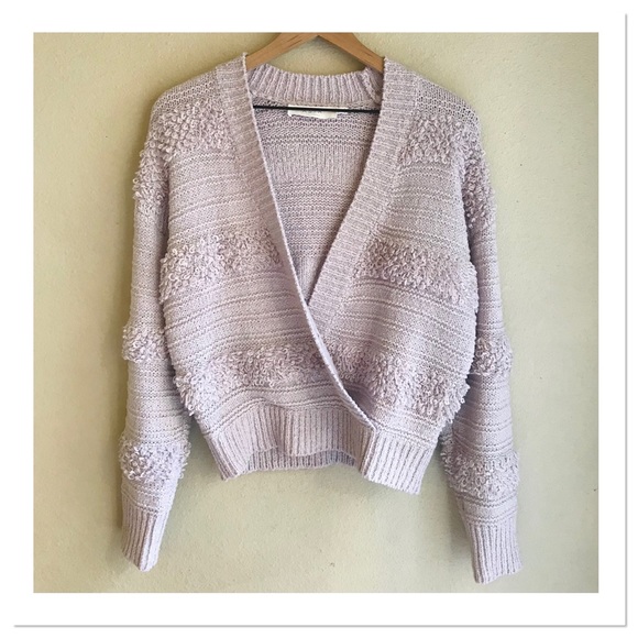 ASTR The Label Madeline Wrap Knit Sweater Lilac Purple Size Medium - Picture 2 of 7